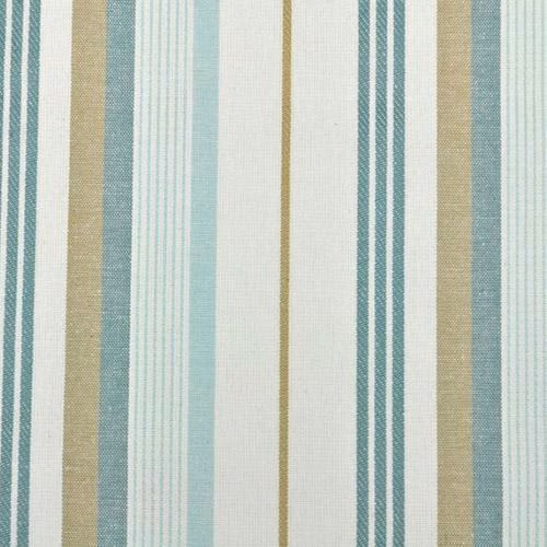 Eggshell cotton fabric with vertical aqua, teal and beige stripes
