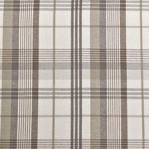 Taupe and charcoal woven check on an ivory cotton ground