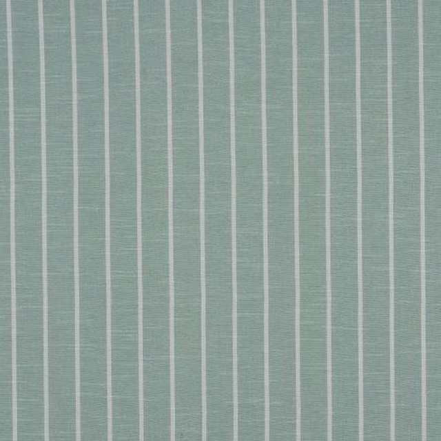 Duck egg green striped fabric with fine off-white vertical bands