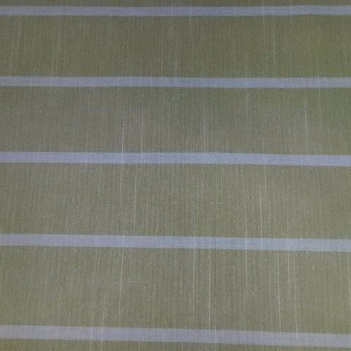 Ochre and pale grey horizontal striped woven fabric with fine slub texture