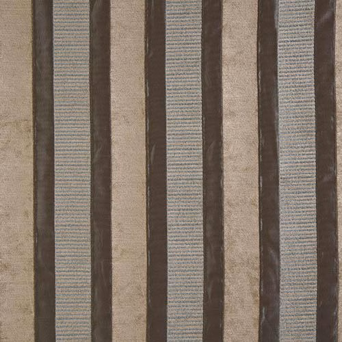 Vertical duck egg blue and brown-grey striped fabric with a fine woven texture