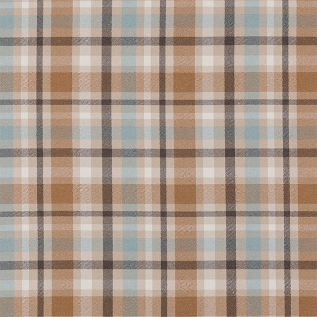 Soft seafoam and beige checked fabric swatch with brown grid lines