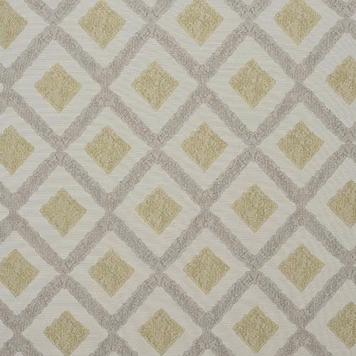 Muted olive diamond motif on a pale neutral woven fabric swatch