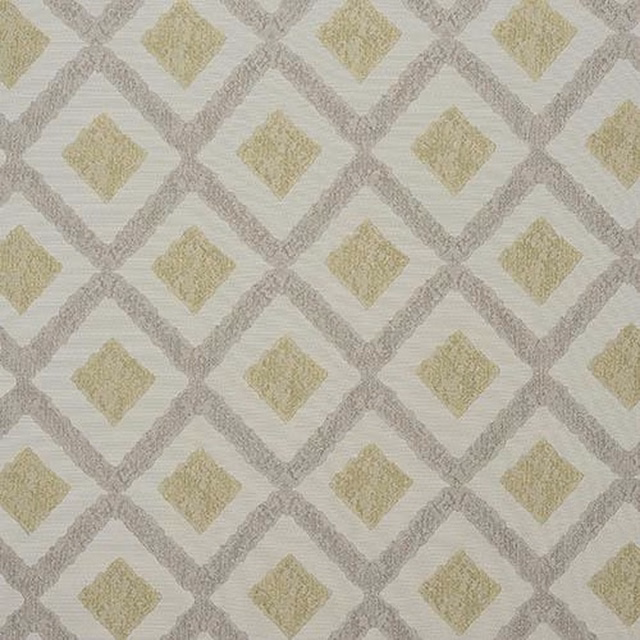 Muted olive diamond motif on a pale neutral woven fabric swatch