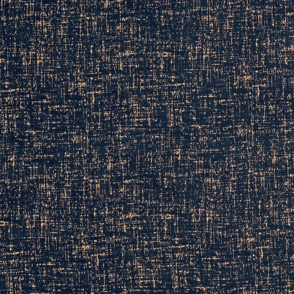 Close-up of deep indigo fabric with fine gold-toned crosshatch texture