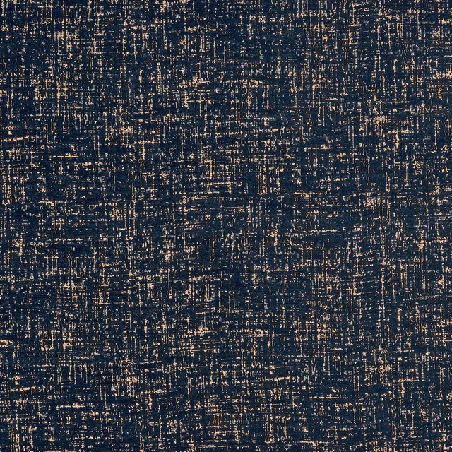 Close-up of deep indigo fabric with fine gold-toned crosshatch texture