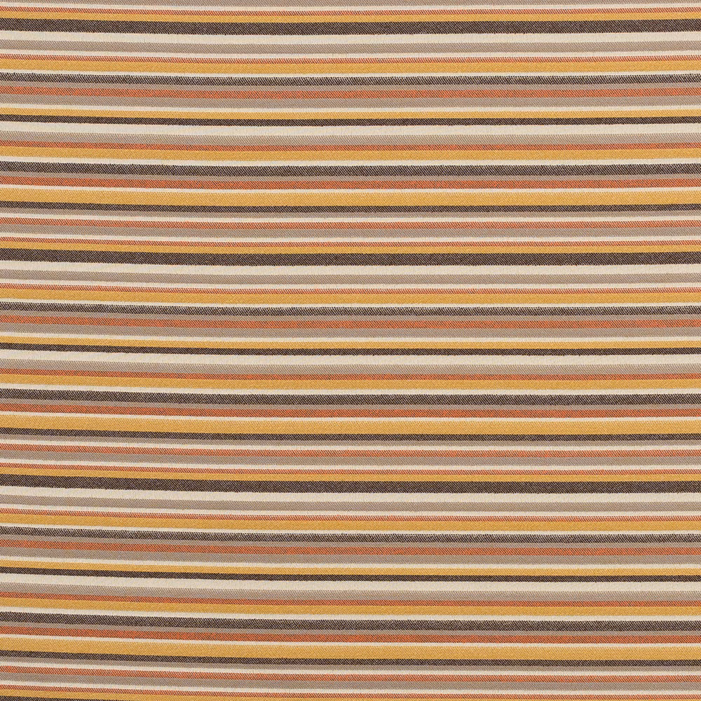 Horizontal striped fabric swatch in antique cream, gold, taupe and brown