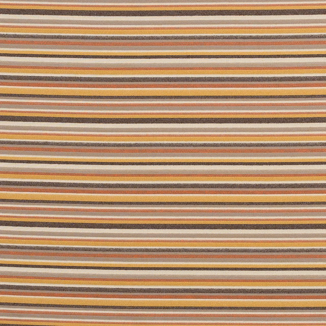Horizontal striped fabric swatch in antique cream, gold, taupe and brown
