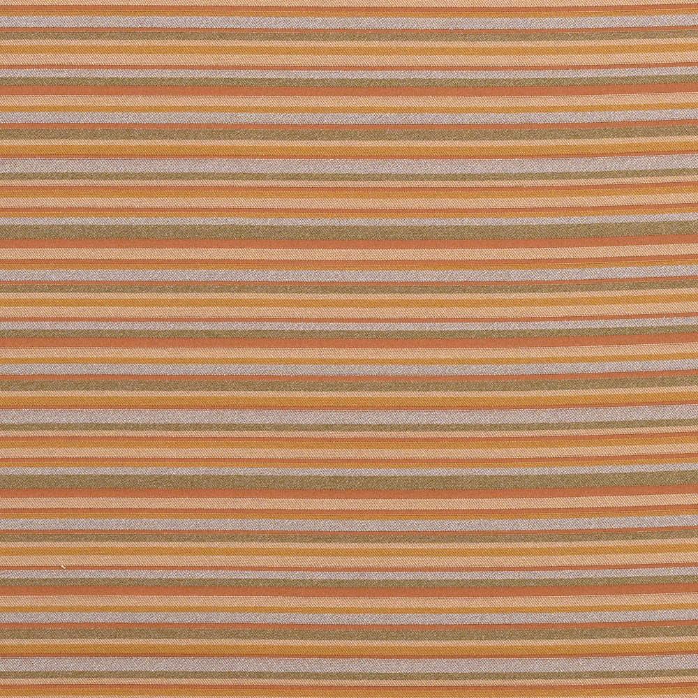 Horizontal striped fabric swatch in copper, tan, blush and muted olive tones
