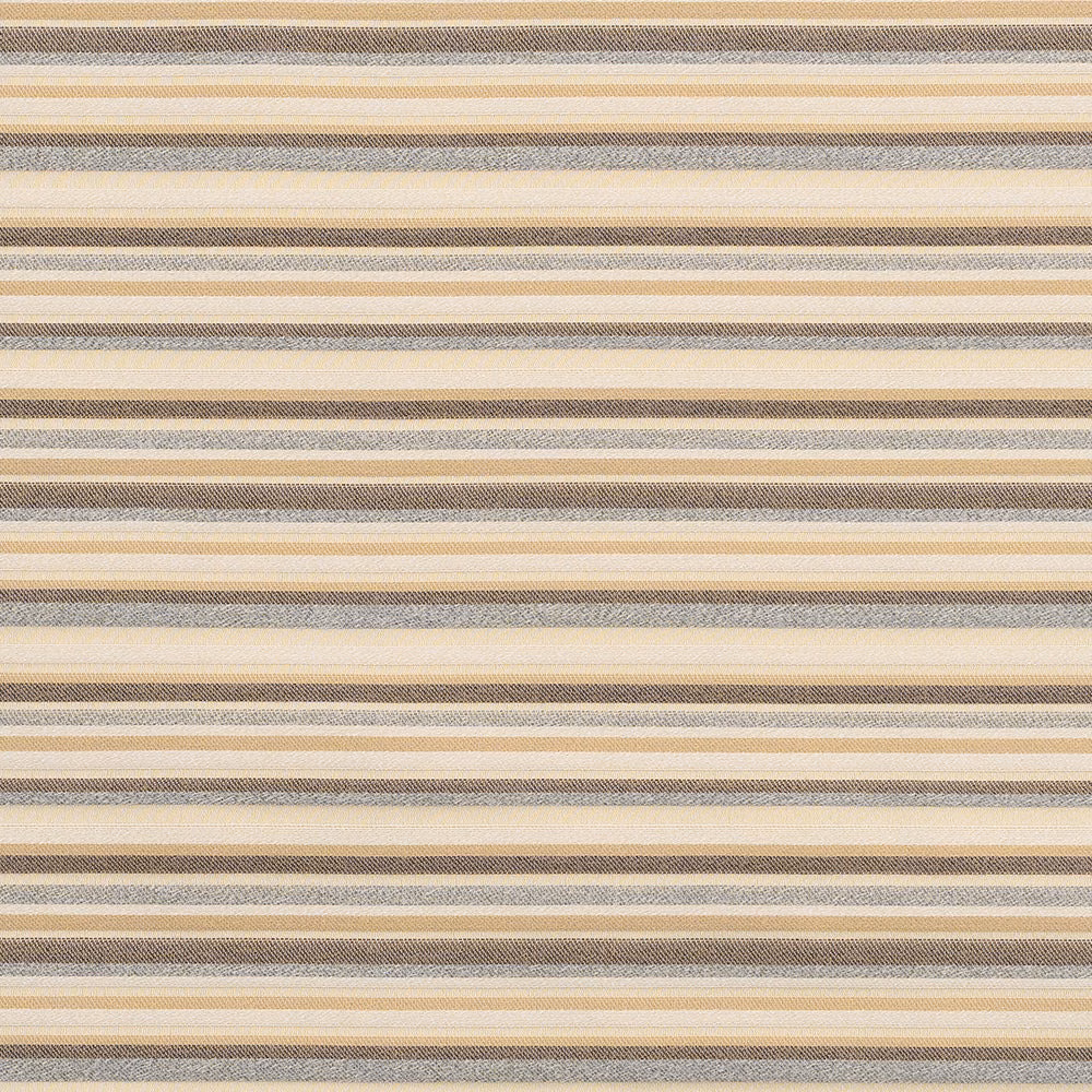 Warm neutral striped fabric swatch in cream, beige and grey-taupe bands