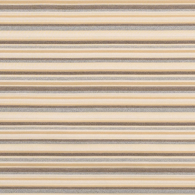 Warm neutral striped fabric swatch in cream, beige and grey-taupe bands