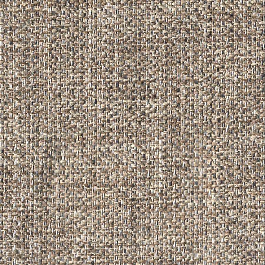 Close-up of a mottled taupe woven fabric with beige and grey flecks
