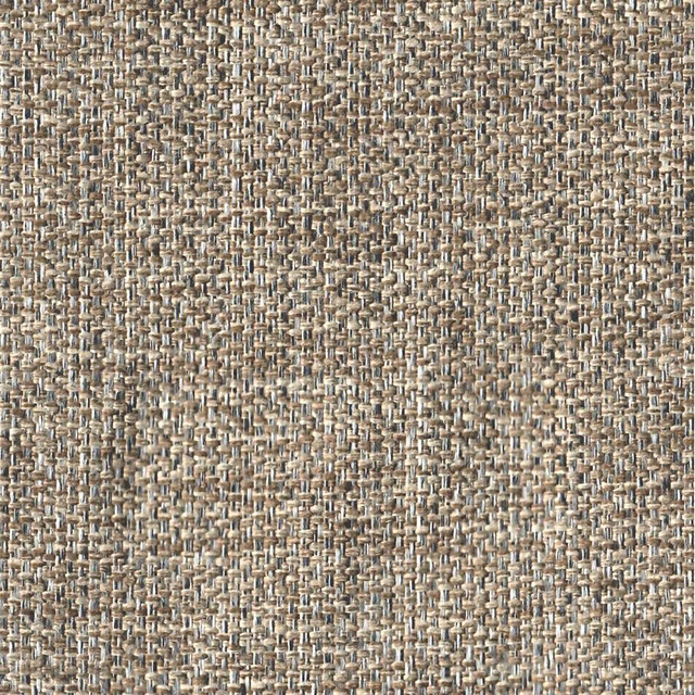 Close-up of a mottled taupe woven fabric with beige and grey flecks