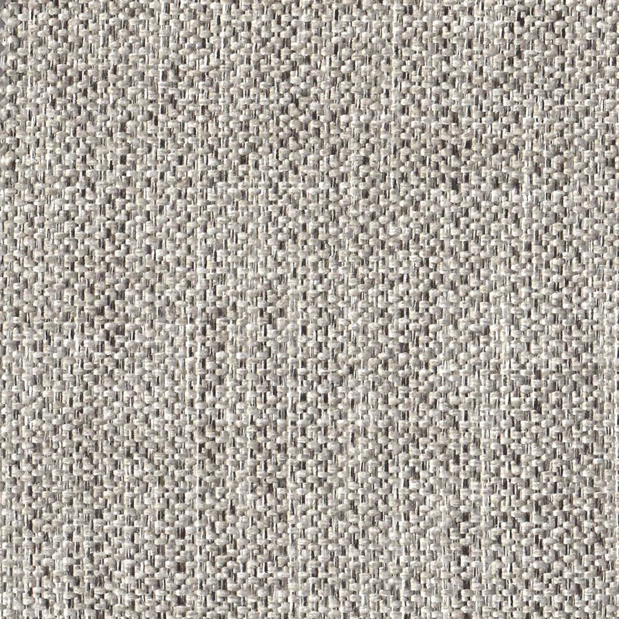 Close-up of a soft dove grey woven fabric with a tight textured basket weave