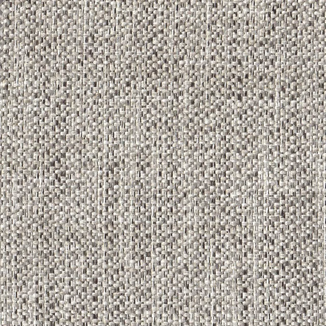 Close-up of a soft dove grey woven fabric with a tight textured basket weave