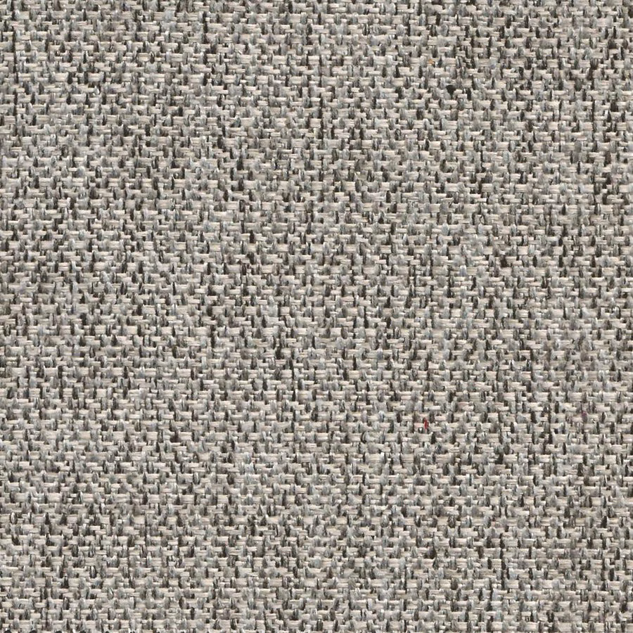 Close-up of soft pewter grey woven fabric with a fine, textured basket-style surface.