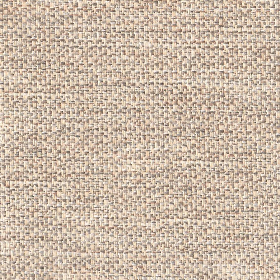 Close-up of warm putty beige woven fabric with a fine textured basket weave