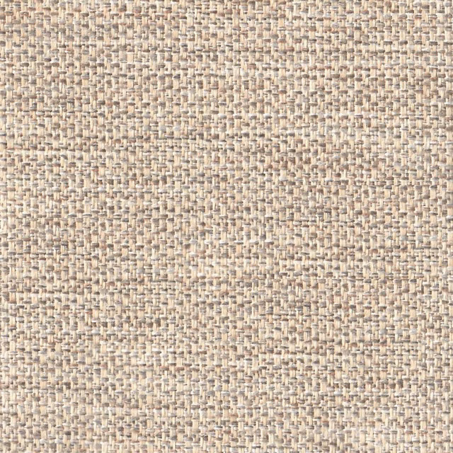 Close-up of warm putty beige woven fabric with a fine textured basket weave