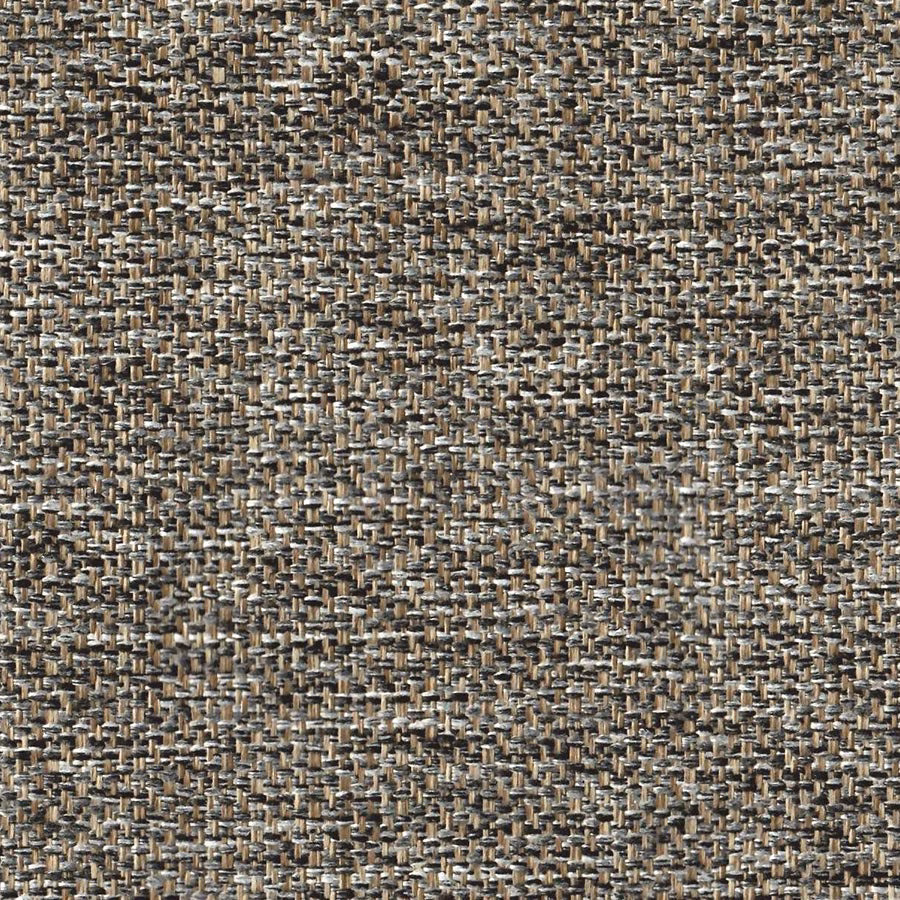 Close-up of a smoky taupe grey textured woven fabric with speckled yarns