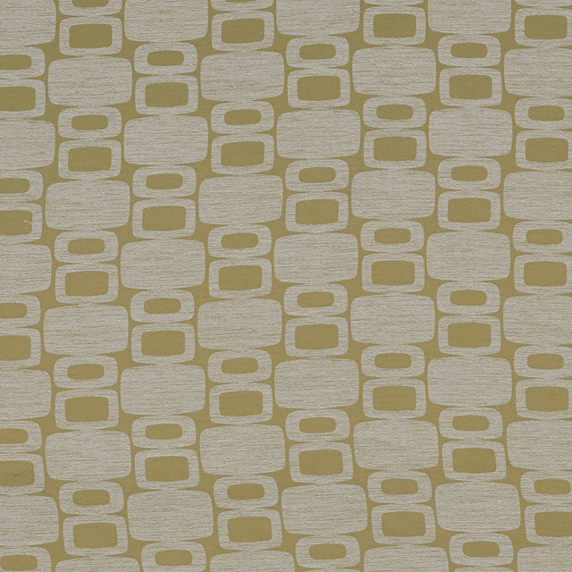 Olive and oat geometric woven fabric with rounded block motifs