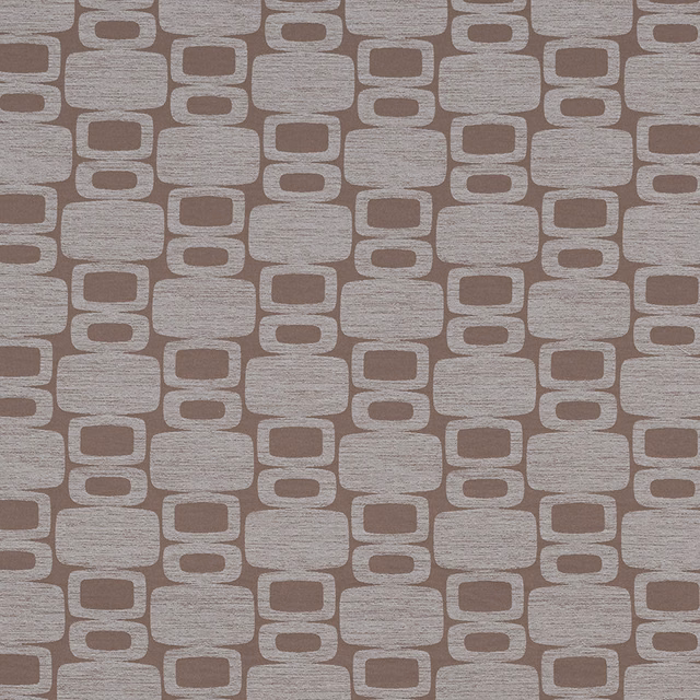 Grey and taupe geometric fabric with rounded block repeat and woven texture