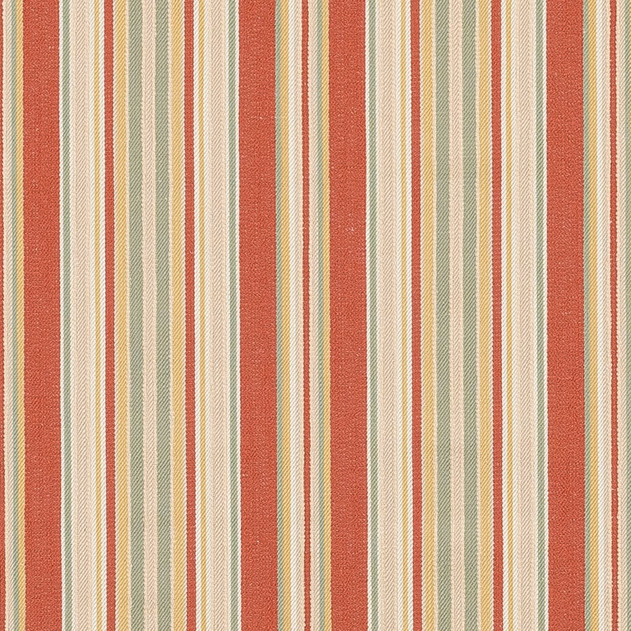 Vertical bordeaux-red stripe fabric with cream, sage and blush pinstripes