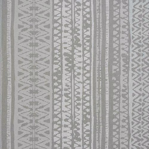 Duck egg woven fabric with vertical striped geometric bands in soft grey-blue