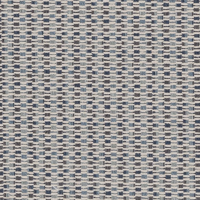 Close-up of a small woven fabric in ash blue, grey and cream
