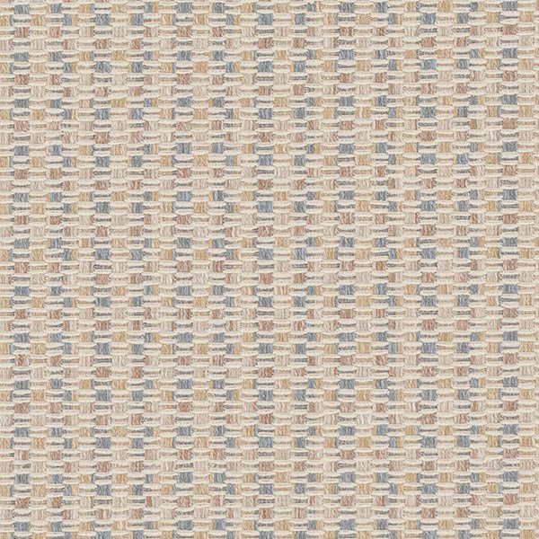 Close-up of Fairhaven Natural woven fabric in warm beige and blue-grey tones