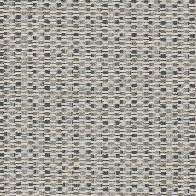 Small woven check fabric in soft seafoam teal, cream and grey