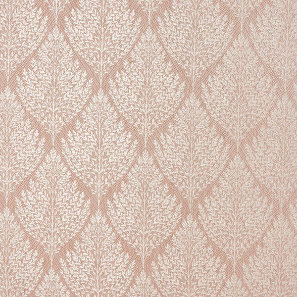 Blush pink botanical weave with creamy leaf repeat on a textured ground