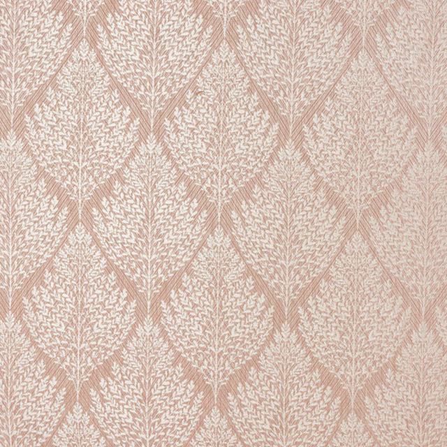 Blush pink botanical weave with creamy leaf repeat on a textured ground