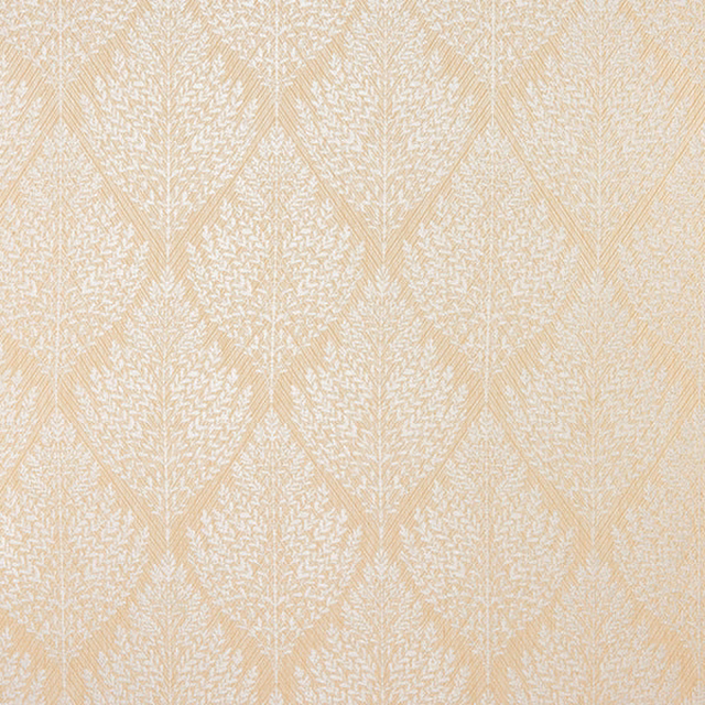 Pale cream diamond leaf woven fabric swatch with ivory pattern detail