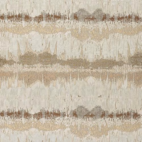 Pale natural fabric swatch with horizontal distressed beige and taupe bands