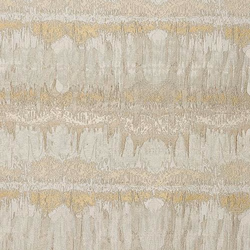 Abstract ochre and ivory woven-effect fabric with horizontal distressed bands
