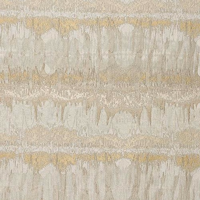 Abstract ochre and ivory woven-effect fabric with horizontal distressed bands