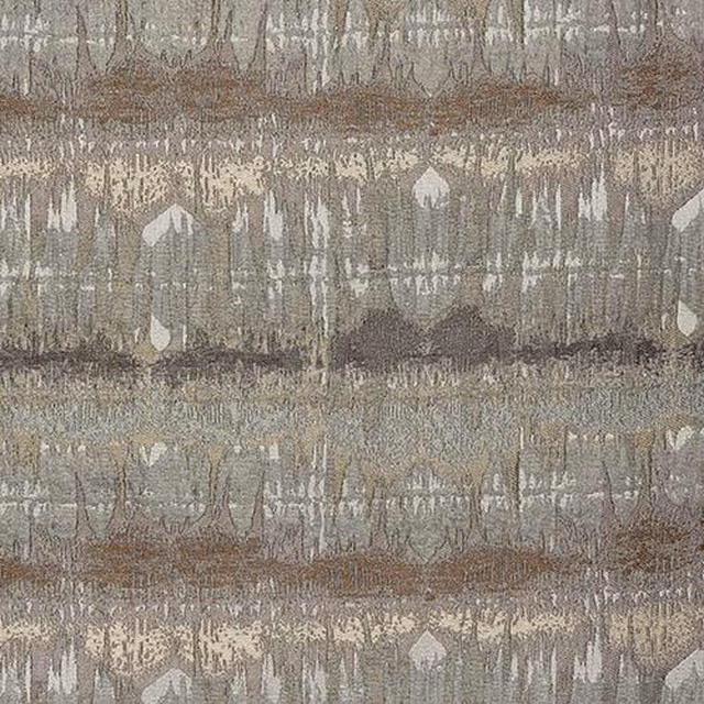 Textured silver and taupe striped fabric with mottled horizontal bands