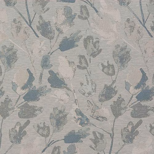 Pale duck egg floral fabric with soft blue and grey leafy stems