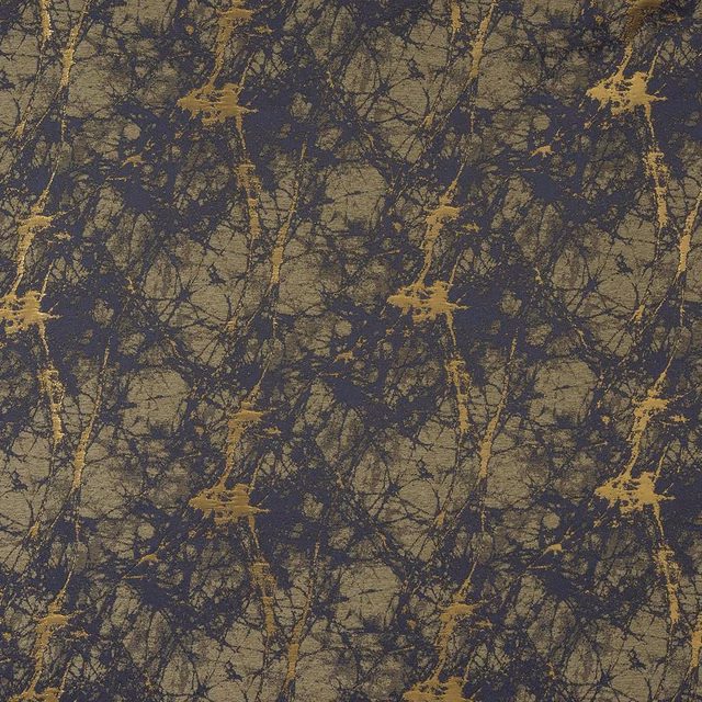 Dark amethyst abstract woven fabric with gold metallic streaks