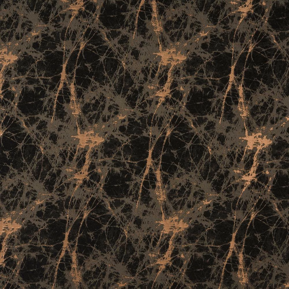 Abstract bronze and taupe streaked fabric on a deep black ground