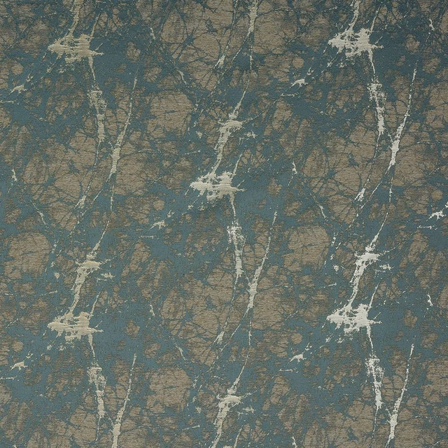 Abstract teal and taupe fabric with ivory crackle veining and subtle texture