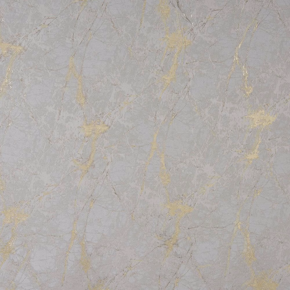 Pale grey abstract fabric swatch with fine gold shimmer and crackled texture