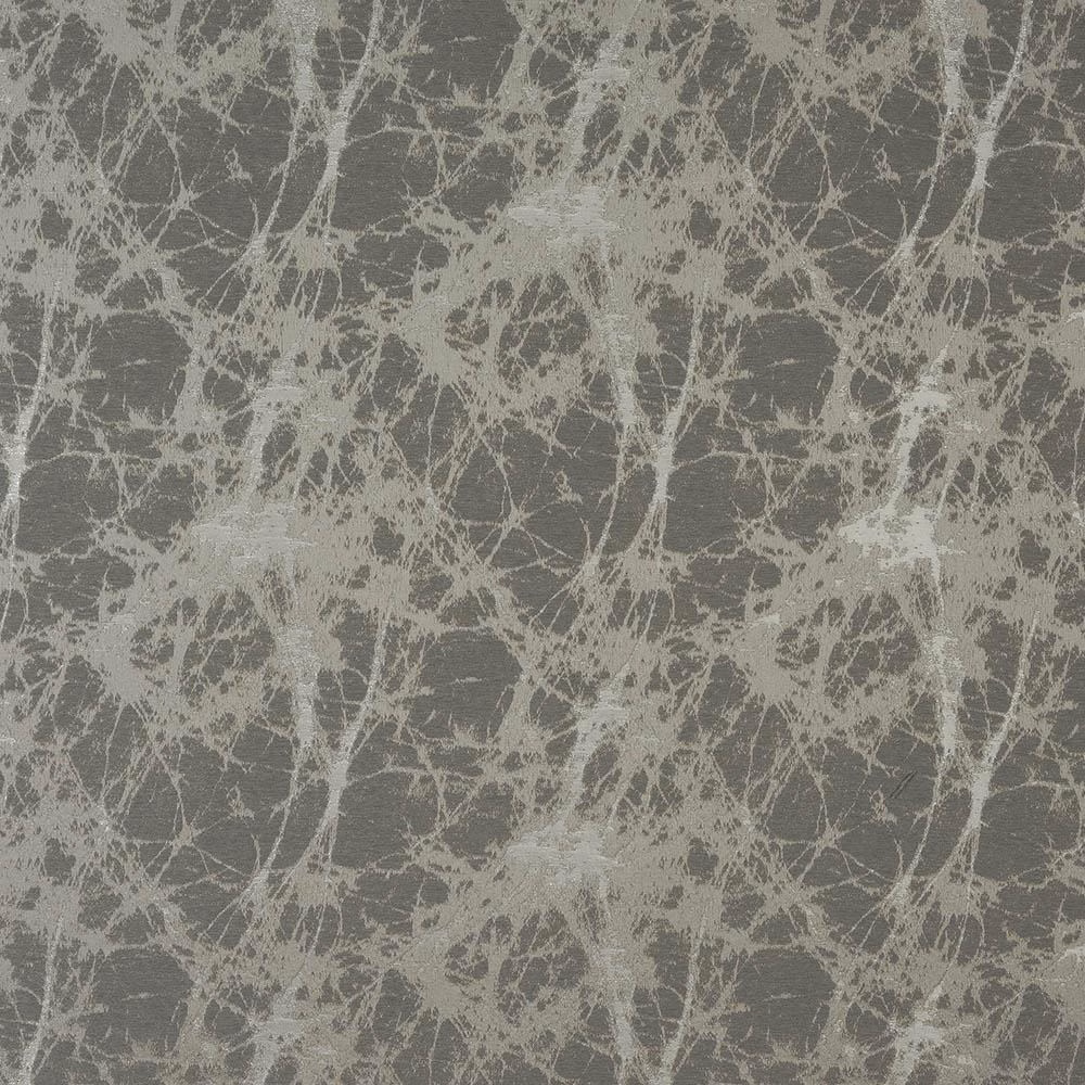 Abstract silver branching weave on a dark grey fabric ground