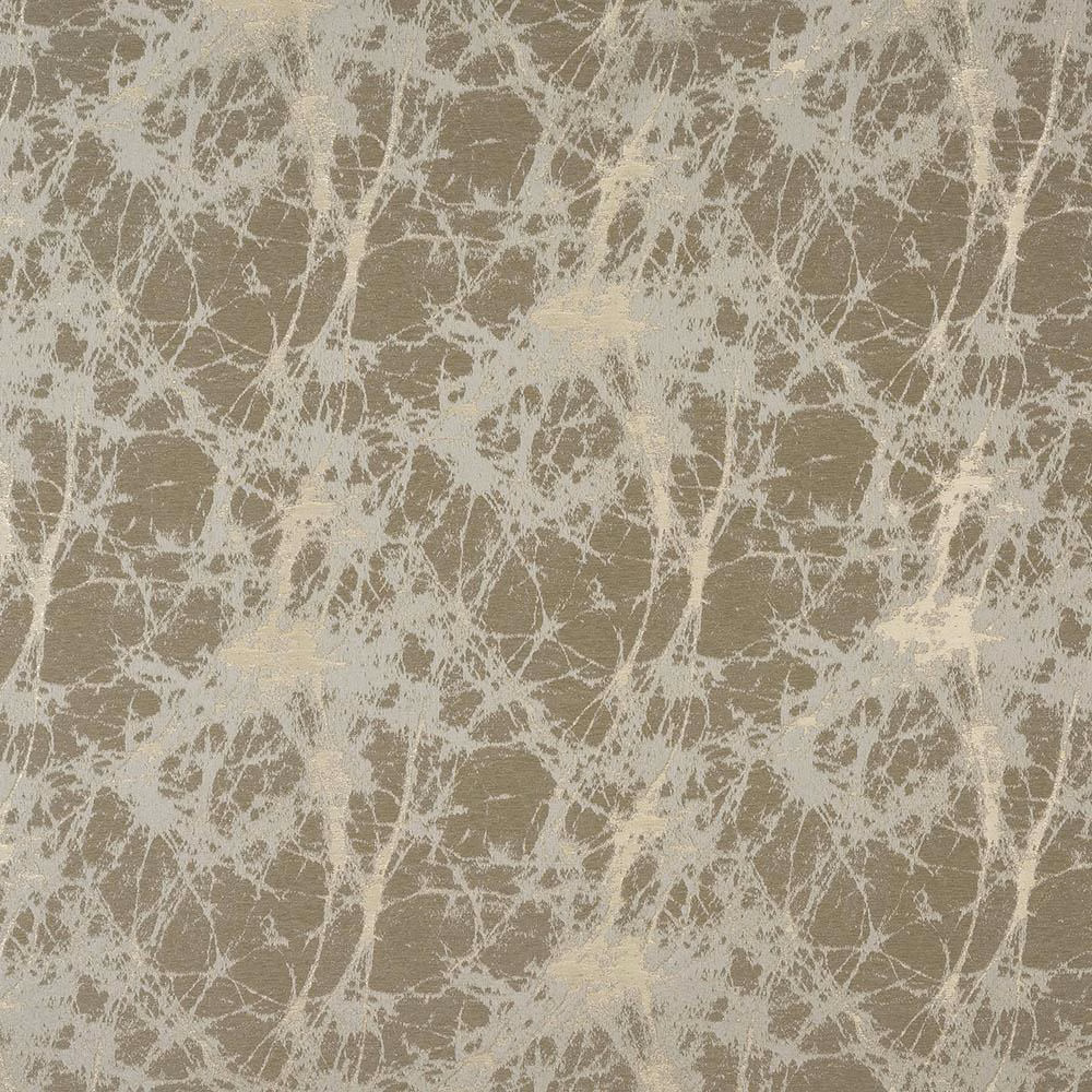 Abstract taupe fabric swatch with cream web-like lines and soft metallic sheen