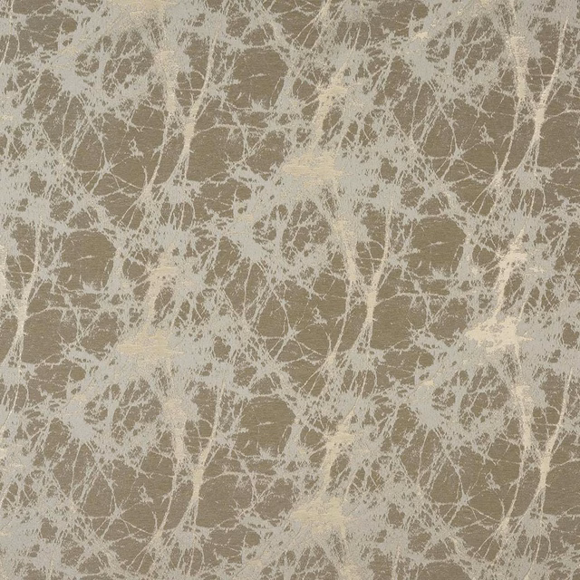 Abstract taupe fabric swatch with cream web-like lines and soft metallic sheen