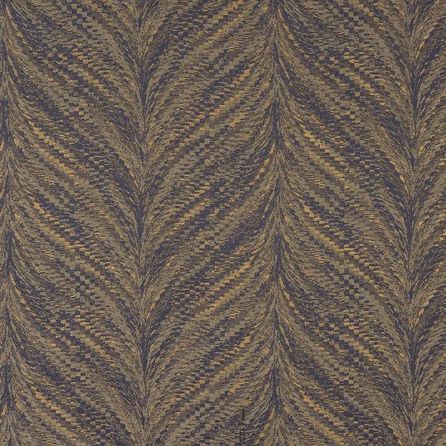Textured feather-like woven fabric in amethyst purple with gold highlights