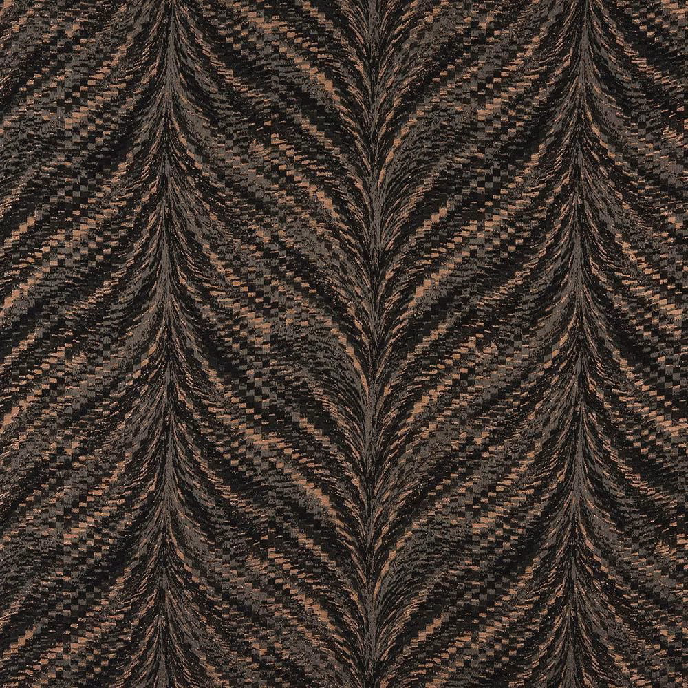 Bronze and black zigzag woven fabric swatch with metallic sheen
