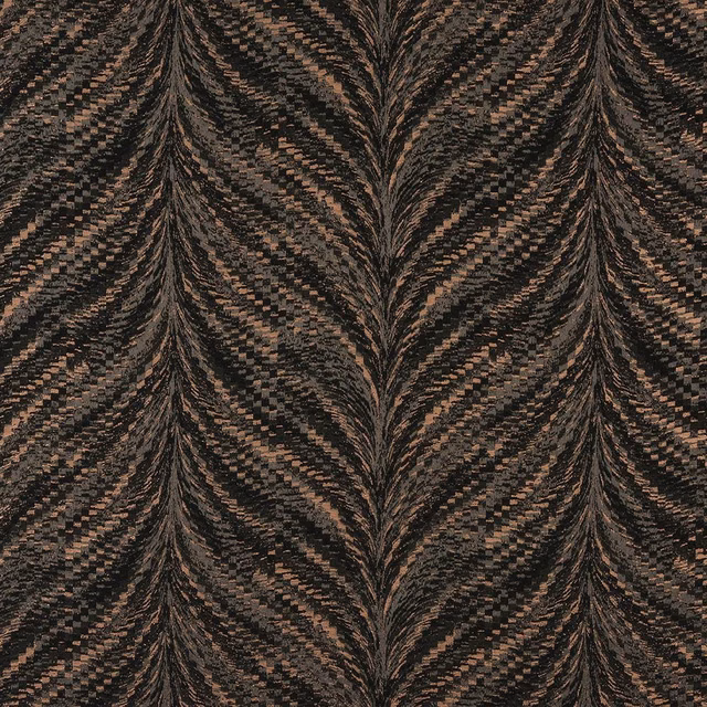 Bronze and black zigzag woven fabric swatch with metallic sheen