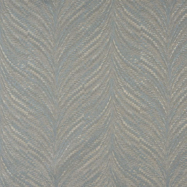 Duck-egg blue woven fabric with shimmering chevron leaf pattern