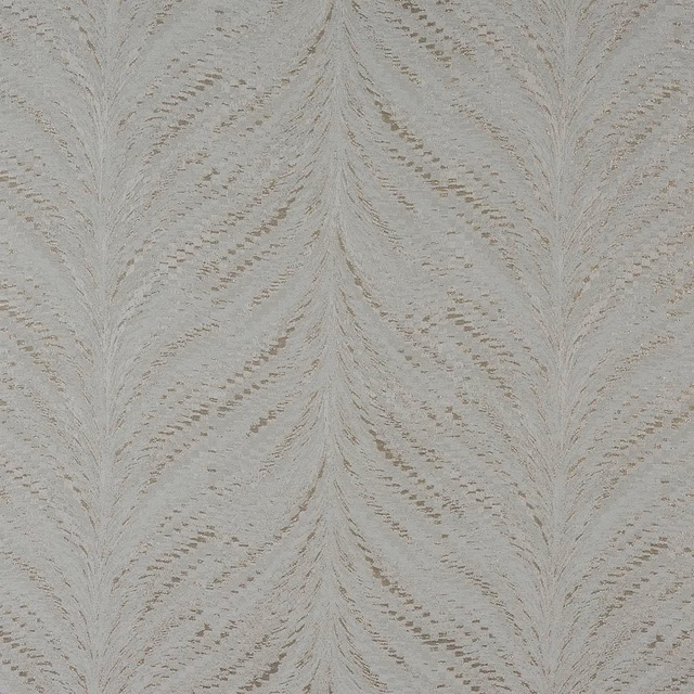 Pale ivory taupe woven fabric with feathered chevron pattern and subtle shimmer